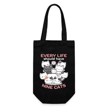 Funny Cats, Cat Saying, 9 Cartoon Cats - Gift Bag for Bottles - black - Front