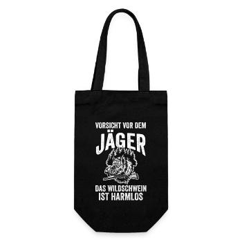 Wildschweinjäger Wildschweinjagd Keilerjagd Jäger - Geschenkbeutel für Flaschen - Schwarz - Vorne
