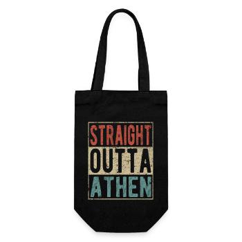 Direkt aus Athen heraus - Geschenkbeutel für Flaschen - Schwarz - Vorne