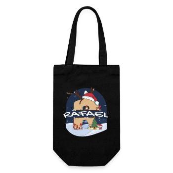 Impressionnant nom de Rafael w chapeau de père Noël dans le thème de Noël - Sac à bouteille - noir - Devant
