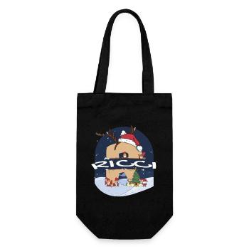 Toller Ricci-Name mit Weihnachtsmütze im Weihnachtsthema - Geschenkbeutel für Flaschen - Schwarz - Vorne