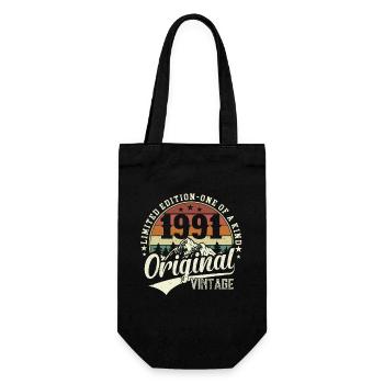Vintage 1991 - Zeitlos Legendärer 33. Geburtstag - Geschenkbeutel für Flaschen - Schwarz - Vorne
