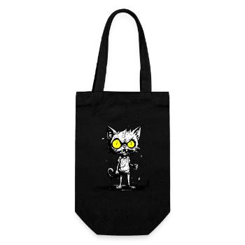 Schreckliche Horror Zombie Katze - Geschenkbeutel für Flaschen - Schwarz - Vorne