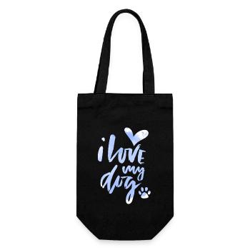 Chien, je-aime-mon-chien, chien-maman, chien-papa disant - Sac à bouteille - noir - Devant