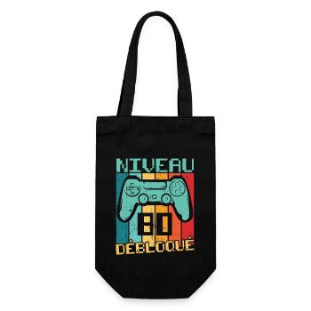 Niveau 80 débloqué Cadeau 80 ans Anniversaire - Sac à bouteille - noir - Devant