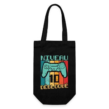Niveau 10 débloqué Cadeau 10 ans Anniversaire - Sac à bouteille - noir - Devant
