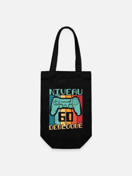 Niveau 60 débloqué Cadeau 60 ans Anniversaire - Sac à bouteille - noir