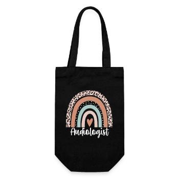 Audiologist Rainbow Leopard Funny Audiologist - Gift Bag for Bottles - black - Front