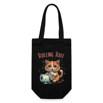 Paper Roll Adventure: Cute Cat - Gift Bag for Bottles - black - Front