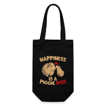 Happiness is a Piggie Kiss Cavy Lover Guniea Pig R - Gift Bag for Bottles - black - Front