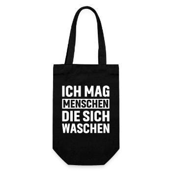 Ich mag Menschen die sich Waschen - Geschenkbeutel für Flaschen - Schwarz - Vorne
