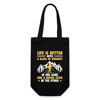 Wandern Wanderer Natur Trekking Outdoor Bergsteigerin - Geschenkbeutel für Flaschen - Schwarz - Vorne
