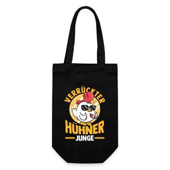 Huhn Hühnerstall Bauernhof Bauer Landwirt Hühner - Geschenkbeutel für Flaschen - Schwarz - Vorne