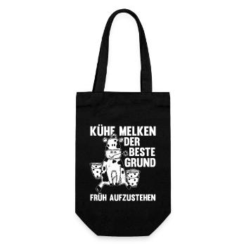 Kuh Bauernhof Kuhbauer Landwirt Rind Kühe - Geschenkbeutel für Flaschen - Schwarz - Vorne