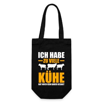 Kuh Bauernhof Kuhbauer Landwirt Rind Kühe - Geschenkbeutel für Flaschen - Schwarz - Vorne