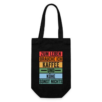 Kaffee Kuh Bauernhof Kuhbauer Landwirt Rind Kühe - Geschenkbeutel für Flaschen - Schwarz - Vorne
