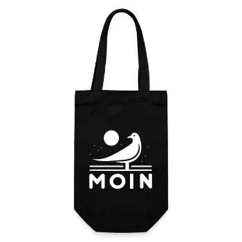 Moin Möwe Moin Sprüche Hamburg Moin Dialekt - Geschenkbeutel für Flaschen - Schwarz - Vorne