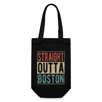Direkt aus Boston - Geschenkbeutel für Flaschen - Schwarz - Vorne