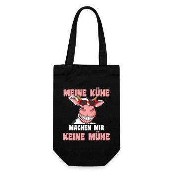 Kuh Bauernhof Kuhbauer Landwirt Rind Kühe - Geschenkbeutel für Flaschen - Schwarz - Vorne