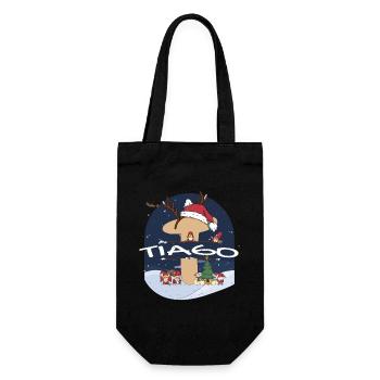 Génial nom de Tiago w chapeau de père Noël dans le thème de Noël - Sac à bouteille - noir - Devant