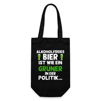 Alkoholfreies Bier ist wie ein Grüner in der Polit - Geschenkbeutel für Flaschen - Schwarz - Vorne
