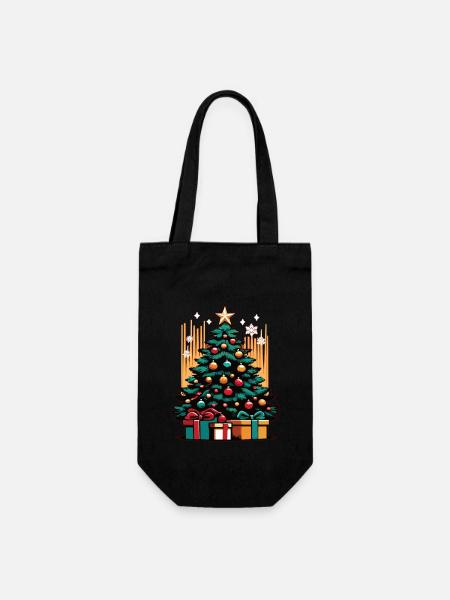 Weihnachtsbaum Tannenbaum Christbaum - Geschenkbeutel für Flaschen - Schwarz
