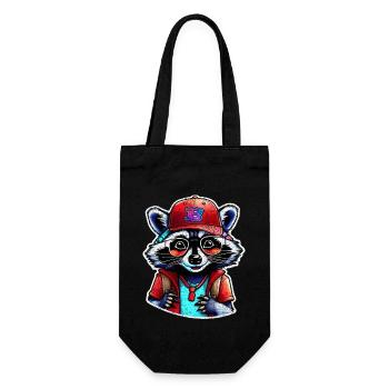raton laveur cool avec casquette et lunettes - Sac à bouteille - noir - Devant