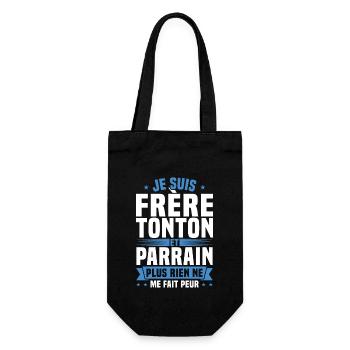 Je suis frère tonton et parrain Humour cadeau - Sac à bouteille - noir - Devant