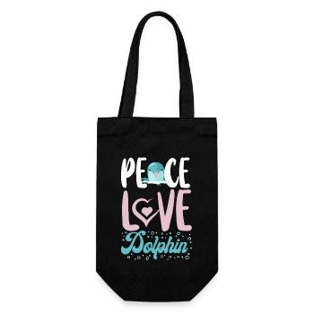 Dolphin Peace Love Dolphin - Geschenkbeutel für Flaschen - Schwarz - Vorne