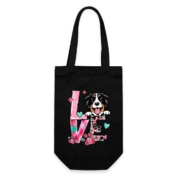 Chien bernois J’aime mon chien Saint-Valentin - Sac à bouteille - noir - Devant