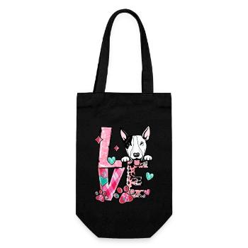 Bullterrier chien j’aime mon chien Saint-Valentin - Sac à bouteille - noir - Devant