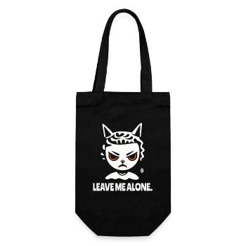 Lass mich in Ruhe, Ein Cartoon Katzen Mädchen - Geschenkbeutel für Flaschen - Schwarz - Vorne