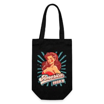 Pin-up, Rock'n'Roll, 1950er Jahre, Amerika, USA - Geschenkbeutel für Flaschen - Schwarz - Vorne