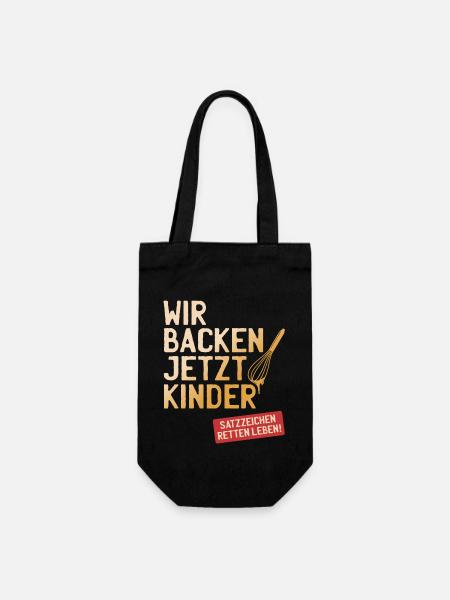 Wir Backen Jetzt Kinder Satzzeichen Retten Leben - Geschenkbeutel für Flaschen - Schwarz