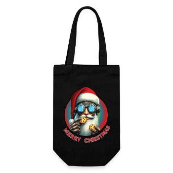 Weihnachtsmann Cyberpunk - Geschenkbeutel für Flaschen - Schwarz - Vorne