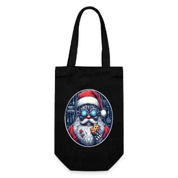 Weihnachtsmann Cyberpunk - Geschenkbeutel für Flaschen - Schwarz - Vorne