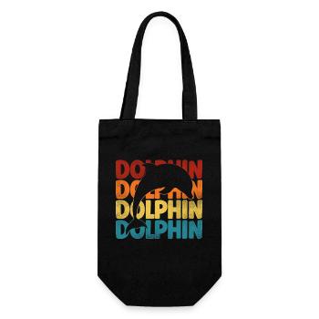 Dolphin Retro Vintage Dolphin - Geschenkbeutel für Flaschen - Schwarz - Vorne