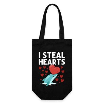 Dolphin Valentines Day I Steal - Geschenkbeutel für Flaschen - Schwarz - Vorne