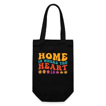 Home Is Where The Heart Is - Inspiring Quote - Gift Bag for Bottles - black - Front