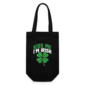 Kiss Me I'm Irish Funny Lucky Shamrock Saint - Geschenkbeutel für Flaschen - Schwarz - Vorne