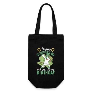 Joyeuse fête de la Saint-Patrick et oui mon anniversaire dab - Sac à bouteille - noir - Devant
