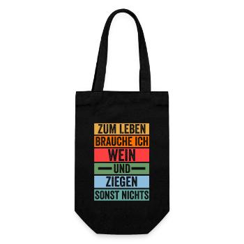 Wein Ziege Ziegenbauer Bauernhof Landwirt Bauer Z - Geschenkbeutel für Flaschen - Schwarz - Vorne