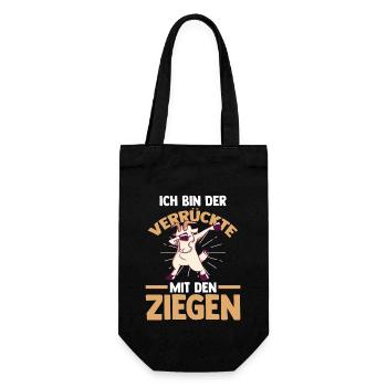 Ziege Ziegenbauer Bauernhof Landwirt Bauer Ziegen - Geschenkbeutel für Flaschen - Schwarz - Vorne