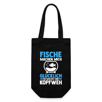 Aquarium Aquaristik Fische - Geschenkbeutel für Flaschen - Schwarz - Vorne