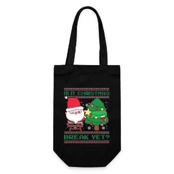 Is It Christmas Break Yet? Weihnachtsmann Lehrer - Geschenkbeutel für Flaschen - Schwarz - Vorne