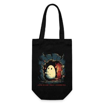 Come in and treat yourself, the little ghost - Gift Bag for Bottles - black - Front