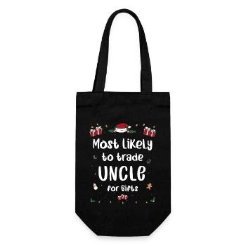 Most Likely To Trade Uncle For Gifts Family Xmas - Gift Bag for Bottles - black - Front