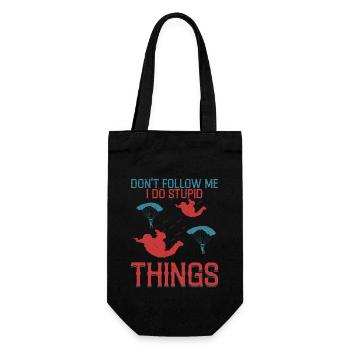 Don't Follow Me I Do Stupid Things Skydiver Parach - Gift Bag for Bottles - black - Front