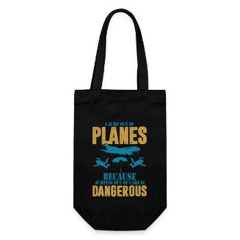 I Jump Out Of Planes Parachute Skydiver - Geschenkbeutel für Flaschen - Schwarz - Vorne