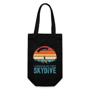 I Survived My First Skydive Skydiver Parachute - Geschenkbeutel für Flaschen - Schwarz - Vorne
